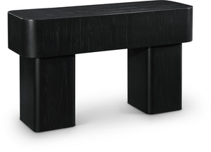 Meridian Furniture Oakmont Art Deco Oak Veneer Console Table with Geometric Detail for Entryway or Living Room Black 99039Black-T