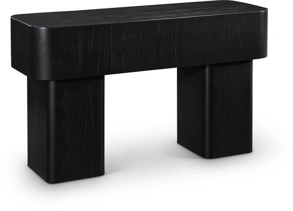 Meridian Furniture Oakmont Art Deco Oak Veneer Console Table with Geometric Detail for Entryway or Living Room Black 99039Black-T