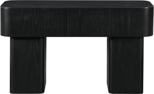 Meridian Furniture Oakmont Art Deco Oak Veneer Console Table with Geometric Detail for Entryway or Living Room Black 99039Black-T
