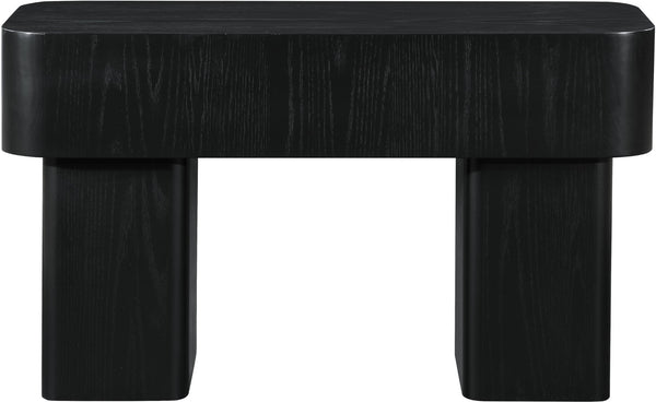 Meridian Furniture Oakmont Art Deco Oak Veneer Console Table with Geometric Detail for Entryway or Living Room Black 99039Black-T