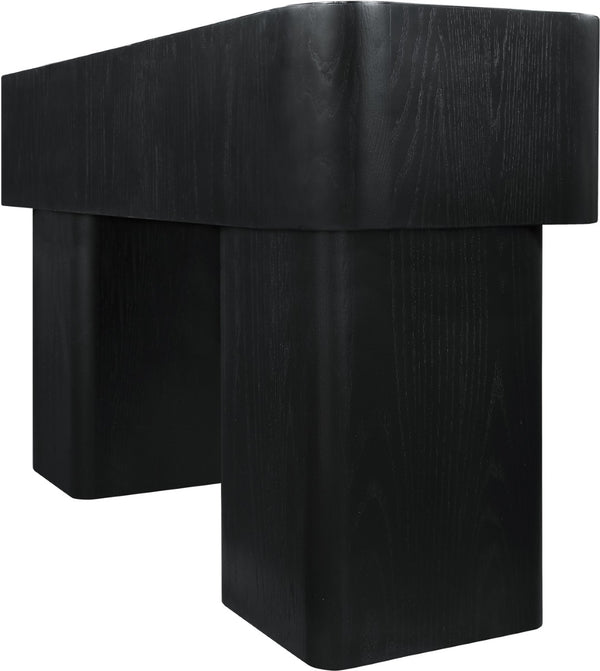 Meridian Furniture Oakmont Art Deco Oak Veneer Console Table with Geometric Detail for Entryway or Living Room Black 99039Black-T