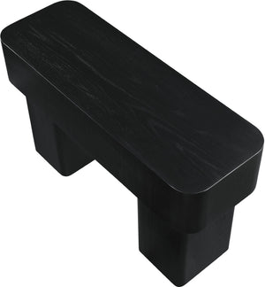 Meridian Furniture Oakmont Art Deco Oak Veneer Console Table with Geometric Detail for Entryway or Living Room Black 99039Black-T