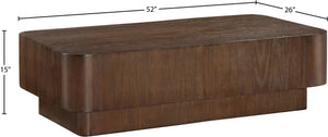 Meridian Furniture Oakmont Art Deco Oak Veneer Coffee Table Low Profile Living Room Centerpiece and Style Brown 99039Brown-C