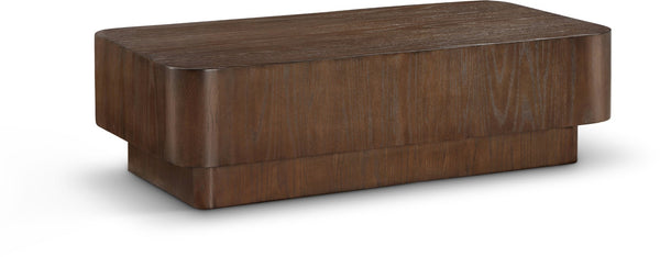 Meridian Furniture Oakmont Art Deco Oak Veneer Coffee Table Low Profile Living Room Centerpiece and Style Brown 99039Brown-C