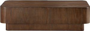 Meridian Furniture Oakmont Art Deco Oak Veneer Coffee Table Low Profile Living Room Centerpiece and Style Brown 99039Brown-C