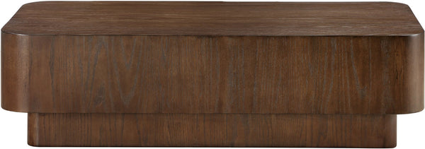 Meridian Furniture Oakmont Art Deco Oak Veneer Coffee Table Low Profile Living Room Centerpiece and Style Brown 99039Brown-C