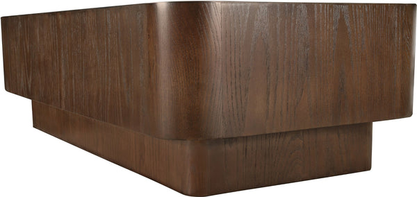 Meridian Furniture Oakmont Art Deco Oak Veneer Coffee Table Low Profile Living Room Centerpiece and Style Brown 99039Brown-C