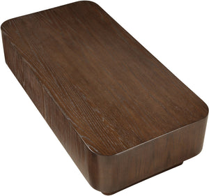 Meridian Furniture Oakmont Art Deco Oak Veneer Coffee Table Low Profile Living Room Centerpiece and Style Brown 99039Brown-C