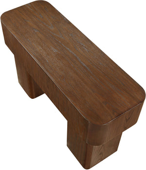 Meridian Furniture Oakmont Art Deco Oak Veneer Console Table with Geometric Detail for Entryway or Living Room Brown 99039Brown-T