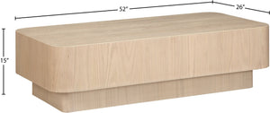 Meridian Furniture Oakmont Art Deco Oak Veneer Coffee Table Low Profile Living Room Centerpiece and Style Natural 99039Natural-C
