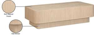 Meridian Furniture Oakmont Art Deco Oak Veneer Coffee Table Low Profile Living Room Centerpiece and Style Natural 99039Natural-C