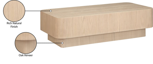 Meridian Furniture Oakmont Art Deco Oak Veneer Coffee Table Low Profile Living Room Centerpiece and Style Natural 99039Natural-C