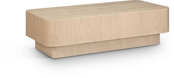 Meridian Furniture Oakmont Art Deco Oak Veneer Coffee Table Low Profile Living Room Centerpiece and Style Natural 99039Natural-C