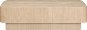 Meridian Furniture Oakmont Art Deco Oak Veneer Coffee Table Low Profile Living Room Centerpiece and Style Natural 99039Natural-C