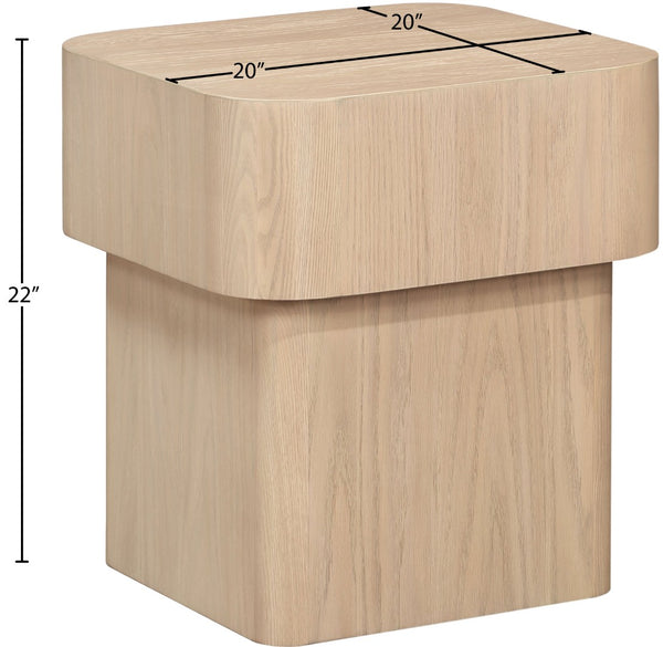 Meridian Furniture Oakmont Art Deco Oak Veneer Side Table with Geometric Lines and Bold Finish for Living Rooms Natural 99039Natural-E