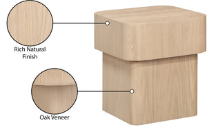 Meridian Furniture Oakmont Art Deco Oak Veneer Side Table with Geometric Lines and Bold Finish for Living Rooms Natural 99039Natural-E