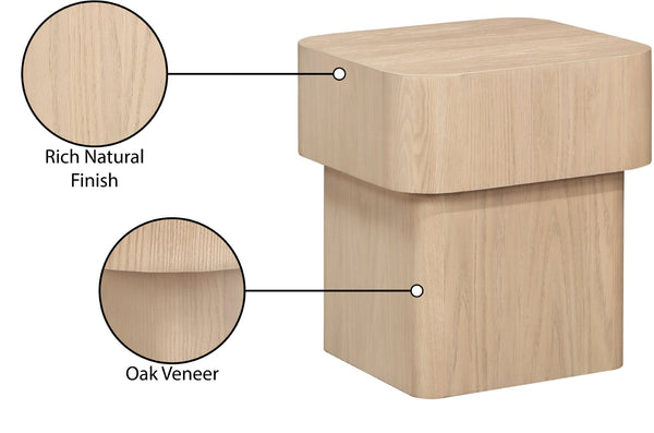 Meridian Furniture Oakmont Art Deco Oak Veneer Side Table with Geometric Lines and Bold Finish for Living Rooms Natural 99039Natural-E