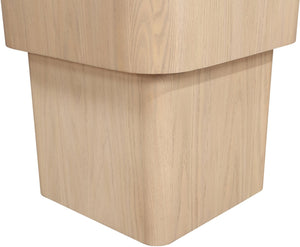 Meridian Furniture Oakmont Art Deco Oak Veneer Side Table with Geometric Lines and Bold Finish for Living Rooms Natural 99039Natural-E