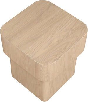 Meridian Furniture Oakmont Art Deco Oak Veneer Side Table with Geometric Lines and Bold Finish for Living Rooms Natural 99039Natural-E
