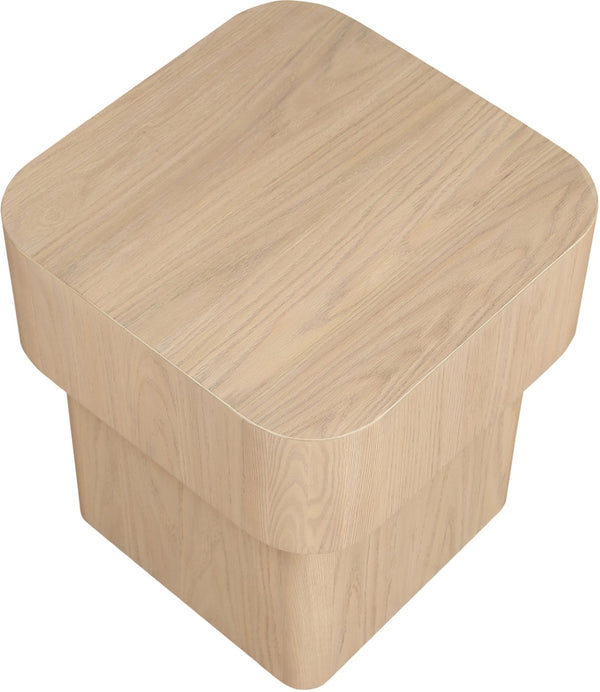 Meridian Furniture Oakmont Art Deco Oak Veneer Side Table with Geometric Lines and Bold Finish for Living Rooms Natural 99039Natural-E