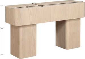 Meridian Furniture Oakmont Art Deco Oak Veneer Console Table with Geometric Detail for Entryway or Living Room Natural 99039Natural-T