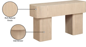 Meridian Furniture Oakmont Art Deco Oak Veneer Console Table with Geometric Detail for Entryway or Living Room Natural 99039Natural-T