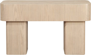 Meridian Furniture Oakmont Art Deco Oak Veneer Console Table with Geometric Detail for Entryway or Living Room Natural 99039Natural-T