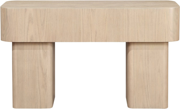 Meridian Furniture Oakmont Art Deco Oak Veneer Console Table with Geometric Detail for Entryway or Living Room Natural 99039Natural-T