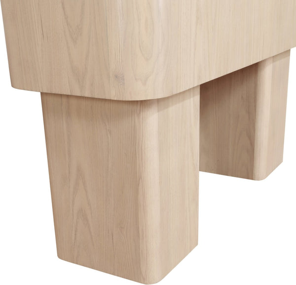 Meridian Furniture Oakmont Art Deco Oak Veneer Console Table with Geometric Detail for Entryway or Living Room Natural 99039Natural-T