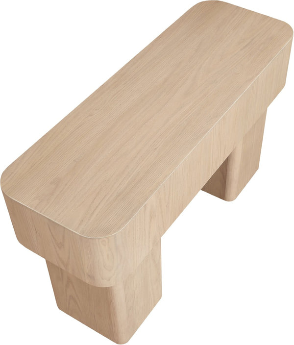Meridian Furniture Oakmont Art Deco Oak Veneer Console Table with Geometric Detail for Entryway or Living Room Natural 99039Natural-T