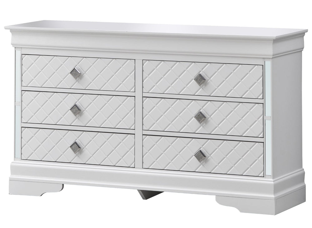 English Elm Verona Silver Champagne Dresser With Embossed "X" Design - Glamorous Storage Solution For Your Bedroom B078108389-GIGA
