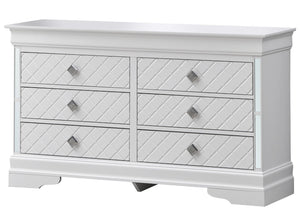 English Elm Verona Silver Champagne Dresser With Embossed "X" Design - Glamorous Storage Solution For Your Bedroom B078108389-GIGA