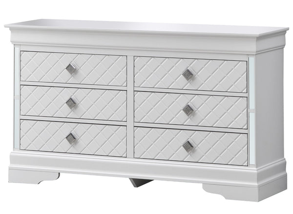 English Elm Verona Silver Champagne Dresser With Embossed "X" Design - Glamorous Storage Solution For Your Bedroom B078108389-GIGA