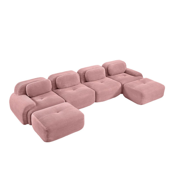 English Elm U-shaped Modular Sectional Corduroy Sofa with Ergonomic Armrests for Living Rooms W714S01412