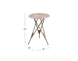 Basset Mirror Leila Accent Table - Glamorous Italian Marble Top With Antique Brass Finish And Elegant Three-leg Design Brass Iron,Marble 9904-lr-223