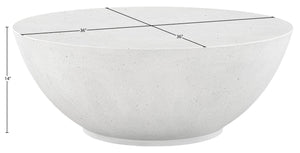 Meridian Furniture Reggio Sculptural Concrete Coffee Table Art Deco Bowl Design for Indoor Outdoor Use 99040White-CT