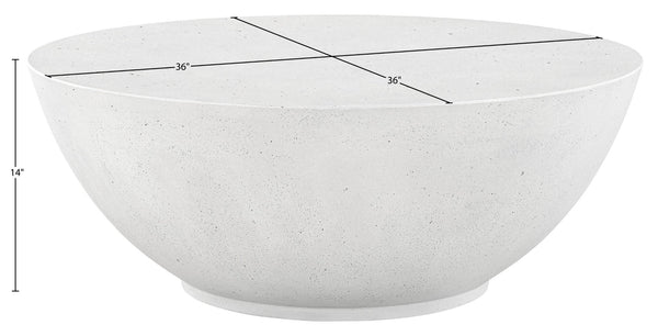 Meridian Furniture Reggio Sculptural Concrete Coffee Table Art Deco Bowl Design for Indoor Outdoor Use 99040White-CT