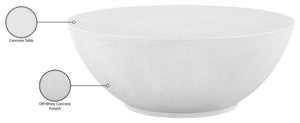 Meridian Furniture Reggio Sculptural Concrete Coffee Table Art Deco Bowl Design for Indoor Outdoor Use 99040White-CT