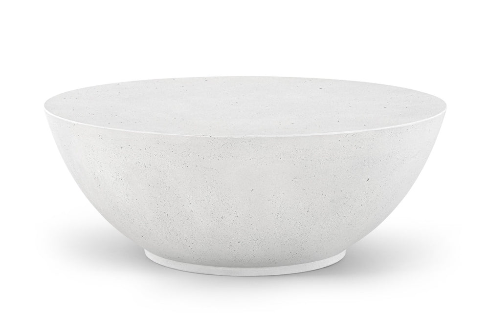 Meridian Furniture Reggio Sculptural Concrete Coffee Table Art Deco Bowl Design for Indoor Outdoor Use 99040White-CT