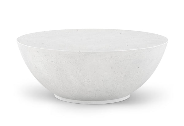 Meridian Furniture Reggio Sculptural Concrete Coffee Table Art Deco Bowl Design for Indoor Outdoor Use 99040White-CT