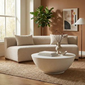 Meridian Furniture Reggio Sculptural Concrete Coffee Table Art Deco Bowl Design for Indoor Outdoor Use 99040White-CT