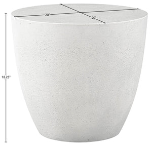 Meridian Furniture Reggio Sculptural Concrete End Table Art Deco Bowl Design for Indoor Outdoor Use 99040White-ET