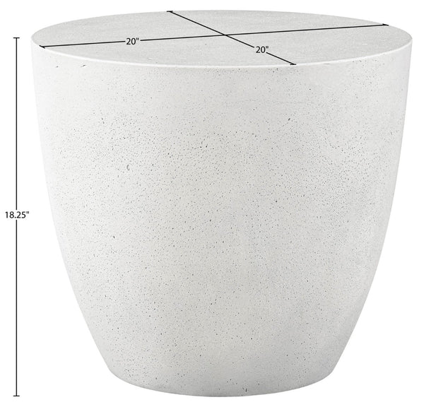 Meridian Furniture Reggio Sculptural Concrete End Table Art Deco Bowl Design for Indoor Outdoor Use 99040White-ET