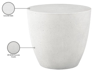 Meridian Furniture Reggio Sculptural Concrete End Table Art Deco Bowl Design for Indoor Outdoor Use 99040White-ET