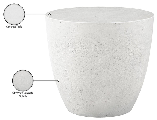 Meridian Furniture Reggio Sculptural Concrete End Table Art Deco Bowl Design for Indoor Outdoor Use 99040White-ET