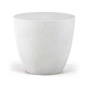 Meridian Furniture Reggio Sculptural Concrete End Table Art Deco Bowl Design for Indoor Outdoor Use 99040White-ET