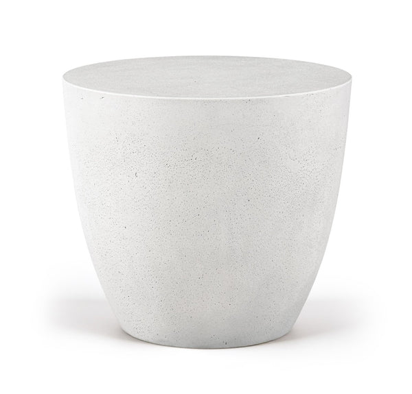 Meridian Furniture Reggio Sculptural Concrete End Table Art Deco Bowl Design for Indoor Outdoor Use 99040White-ET