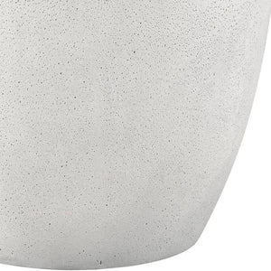 Meridian Furniture Reggio Sculptural Concrete End Table Art Deco Bowl Design for Indoor Outdoor Use 99040White-ET