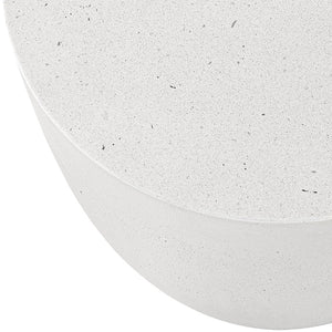 Meridian Furniture Reggio Sculptural Concrete End Table Art Deco Bowl Design for Indoor Outdoor Use 99040White-ET