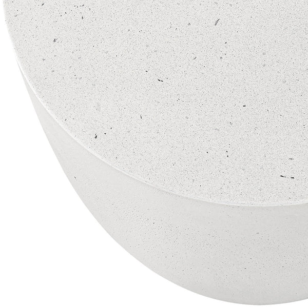 Meridian Furniture Reggio Sculptural Concrete End Table Art Deco Bowl Design for Indoor Outdoor Use 99040White-ET